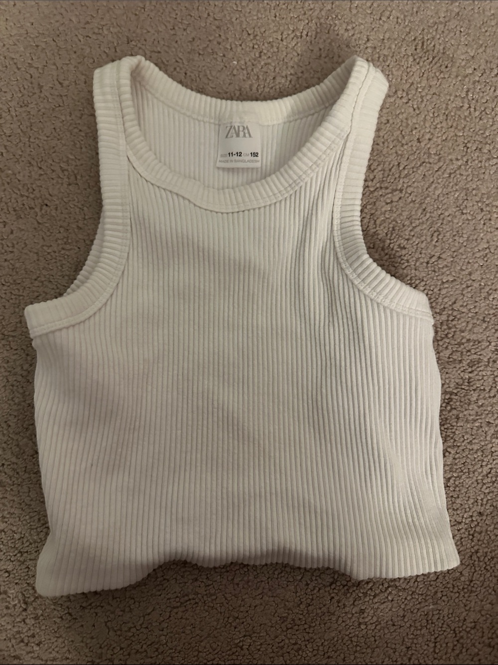 Zara Cream Ribbed Tank Top